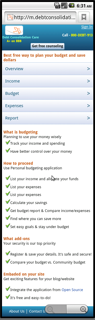 Download web tool or web app Mobile Budget