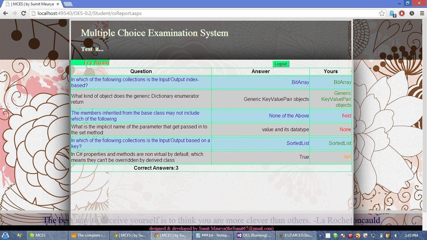 Download web tool or web app Multiple Choice Examination System