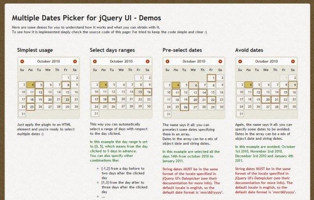 Download web tool or web app Multiple Dates Picker for jQuery UI