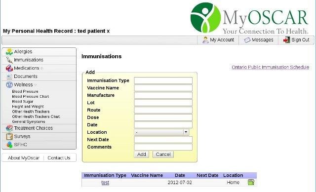 Download web tool or web app MyOSCAR - Personal Health Record