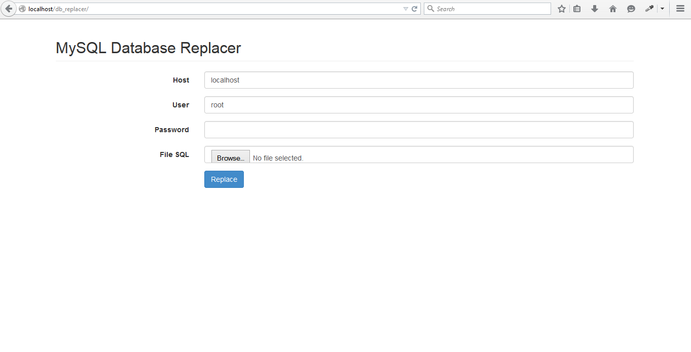 Download web tool or web app Mysql DB Importer Replacer