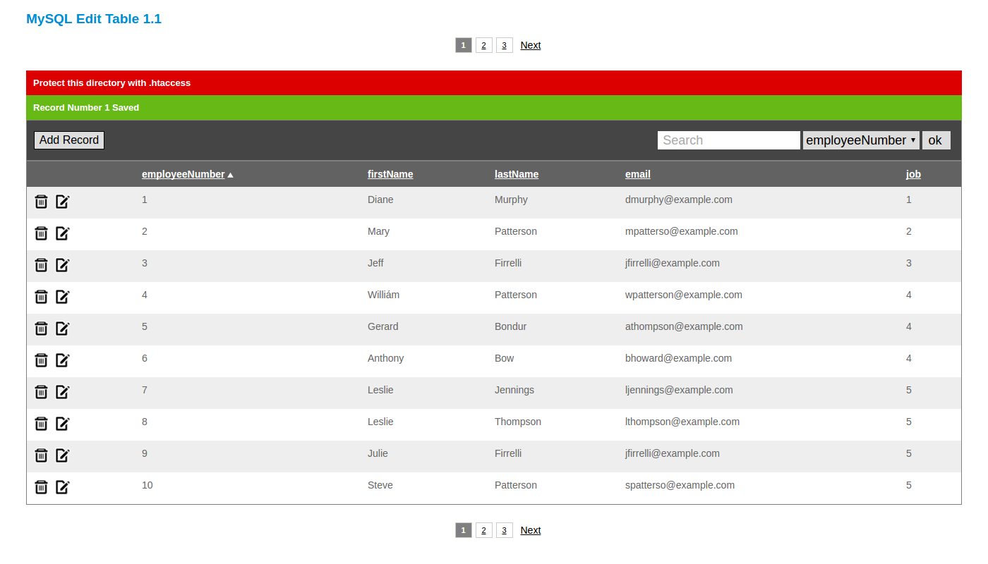 Download web tool or web app MySQL Edit Table