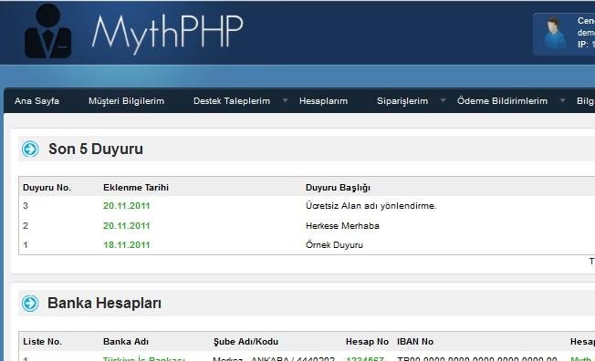 Download web tool or web app MythPHP - Müşteri Takip Sistemi