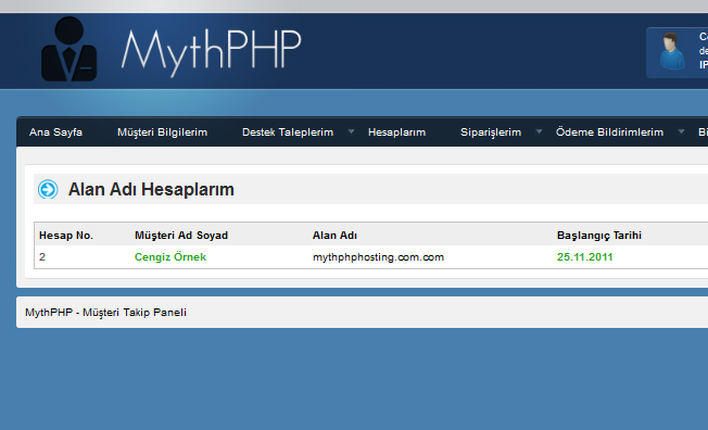 Download web tool or web app MythPHP - Müşteri Takip Sistemi