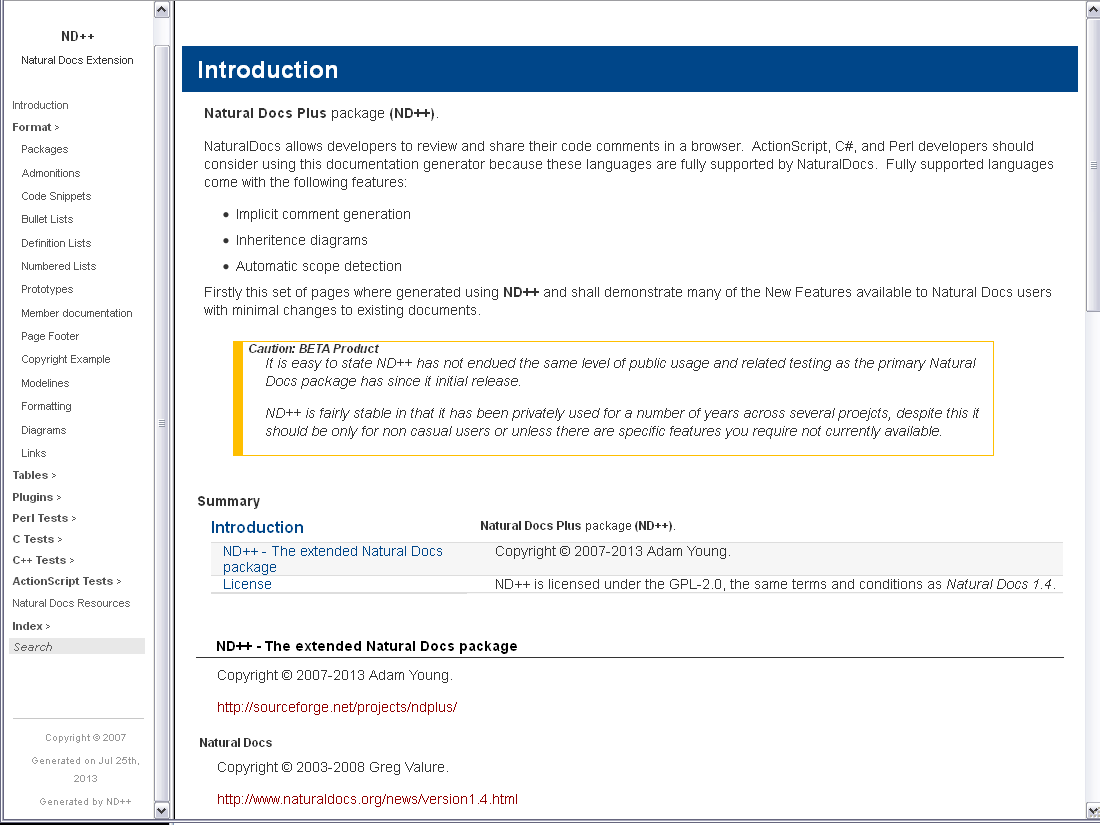 Download web tool or web app ND+ - Natural Docs Plus