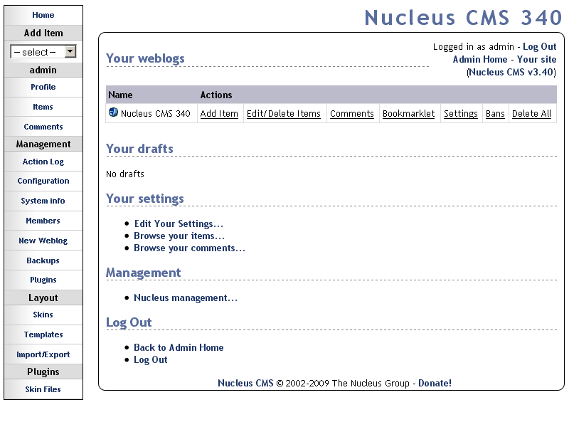 Download web tool or web app Nucleus CMS