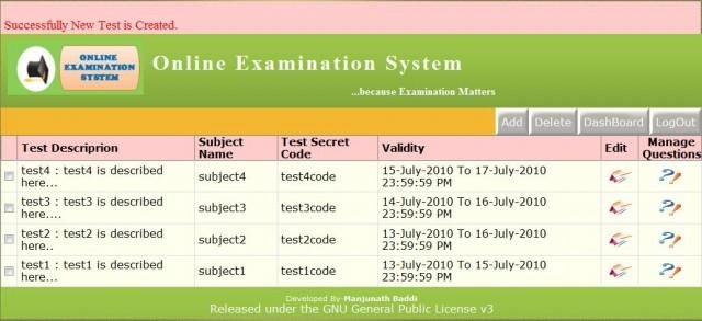 Download web tool or web app Online Examination System 