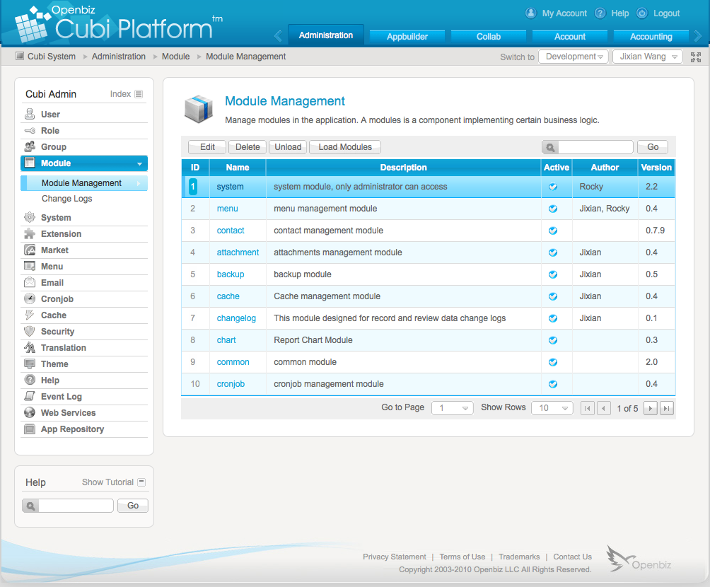 Download web tool or web app OpenBiz Project