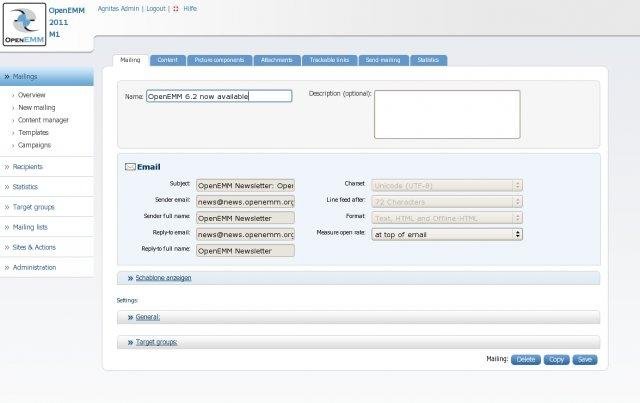 Download web tool or web app OpenEMM e-mail  marketing automation