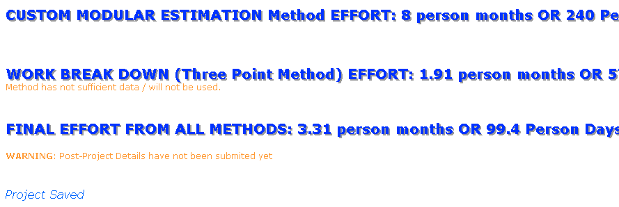 Download web tool or web app Orange Effort Estimation Tool