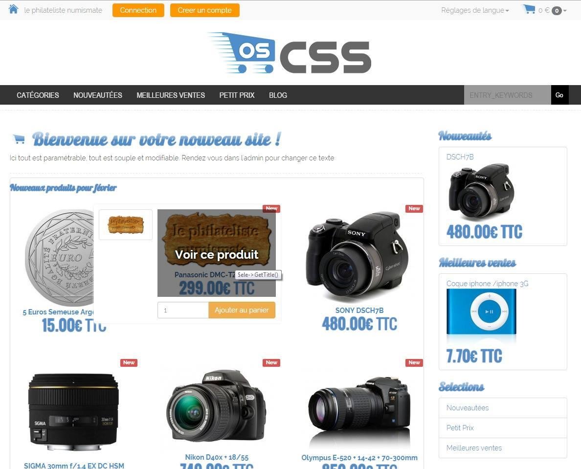 Download web tool or web app osCSS E-Commerce Shopping Cart