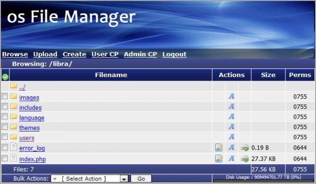 Download web tool or web app osFileManager PHP File Manager