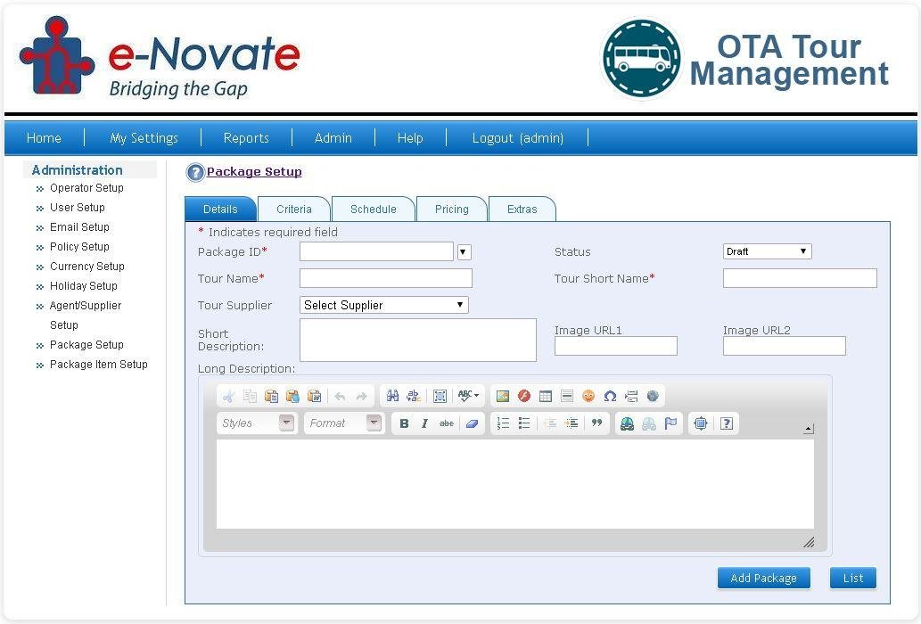 Download web tool or web app OTA Tour Management