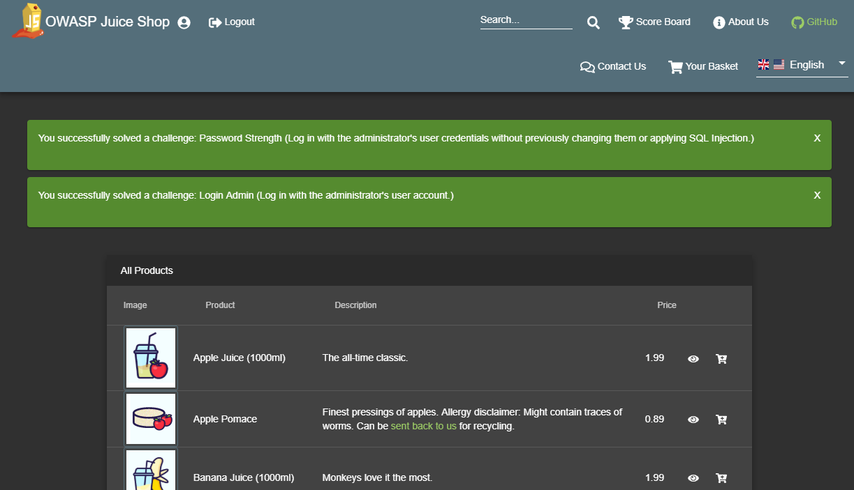 Download web tool or web app OWASP Juice Shop