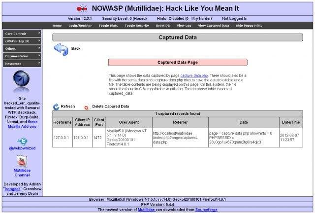 Download web tool or web app OWASP Mutillidae II