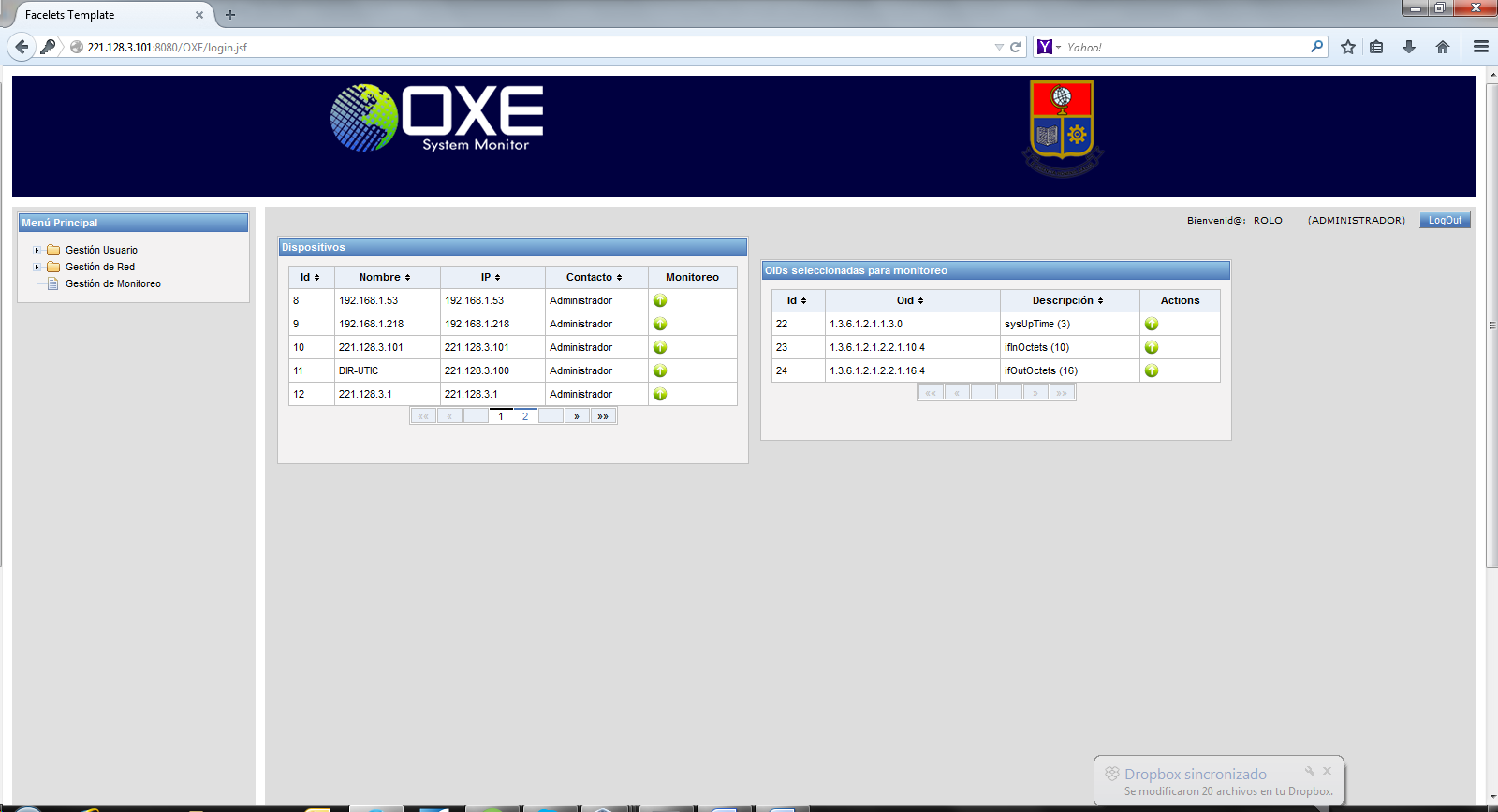 Download web tool or web app Oxe Monitor