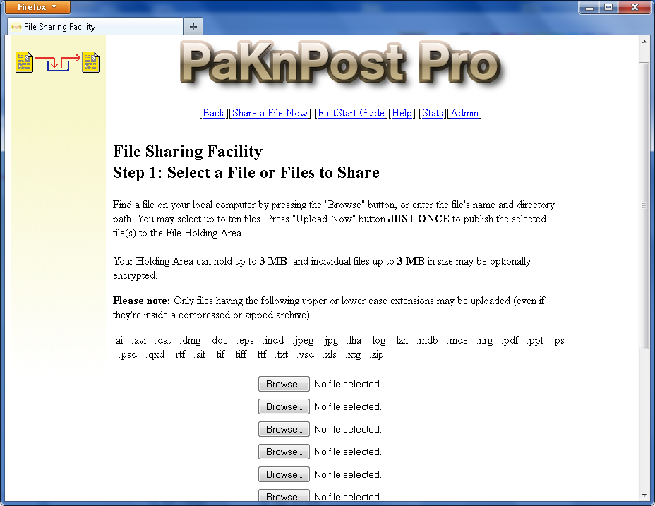 Download web tool or web app PaKnPosT Pro File Sharing Facility