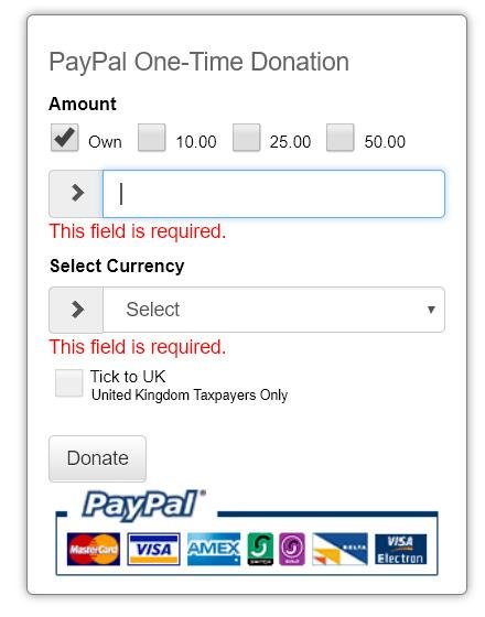 Download web tool or web app PayPal Donate Form Bootstrap jQuery