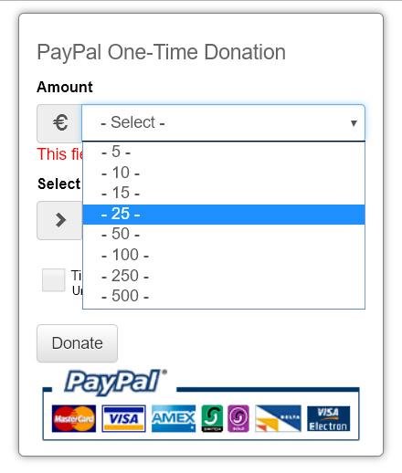 Download web tool or web app PayPal Donate Form Bootstrap jQuery