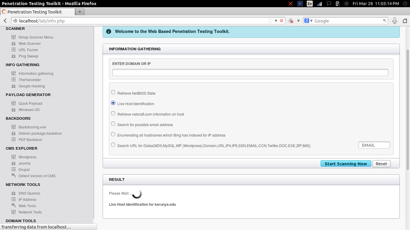 Download web tool or web app Penetration-Testing-Toolkit v1.0