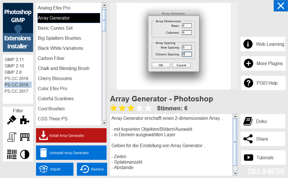 Download web tool or web app Photoshop GIMP Extensions Installer