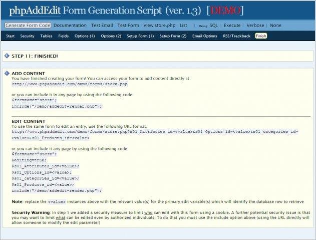 Download web tool or web app phpAddEdit Form Generator