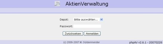 Download web tool or web app phpAV - AktienVerwaltung