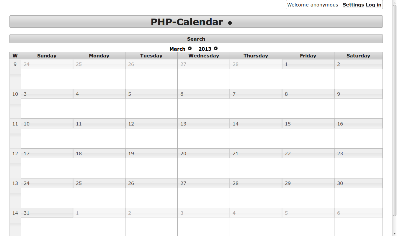 Download web tool or web app php calendar