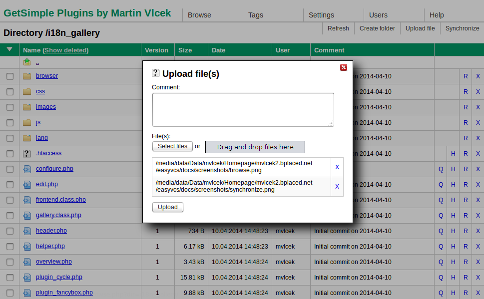 Download web tool or web app phpEasyVCS