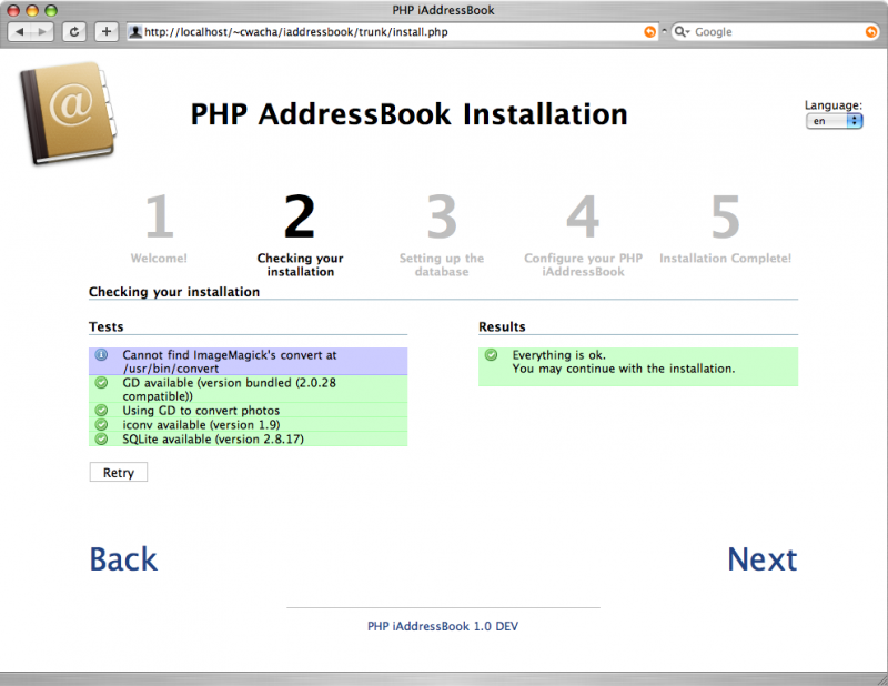 Download web tool or web app PHP iAddressBook