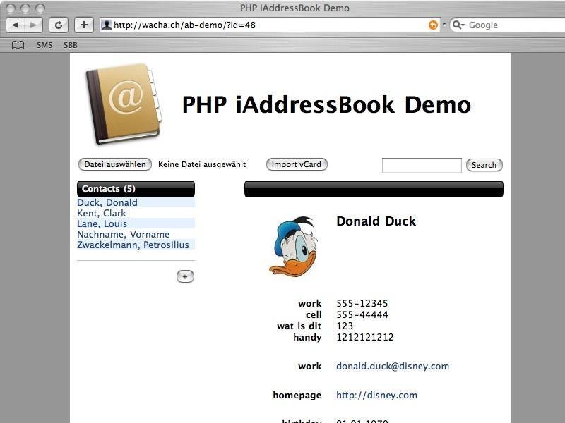 Download web tool or web app PHP iAddressBook