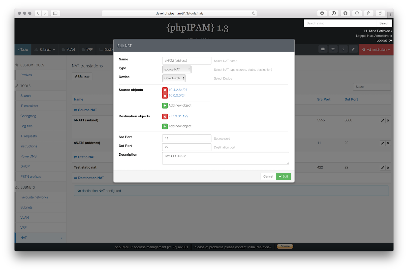 Download web tool or web app phpipam