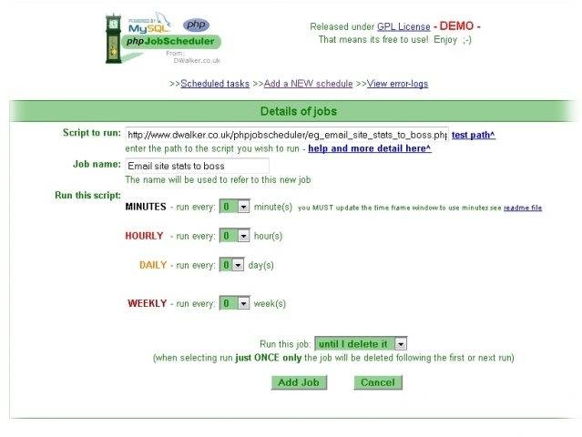 Download web tool or web app phpJobScheduler