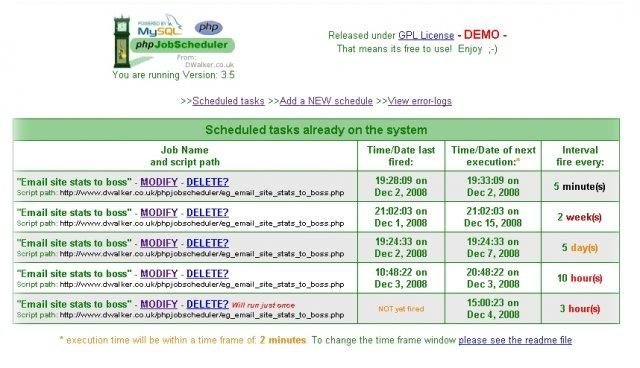 Download web tool or web app phpJobScheduler