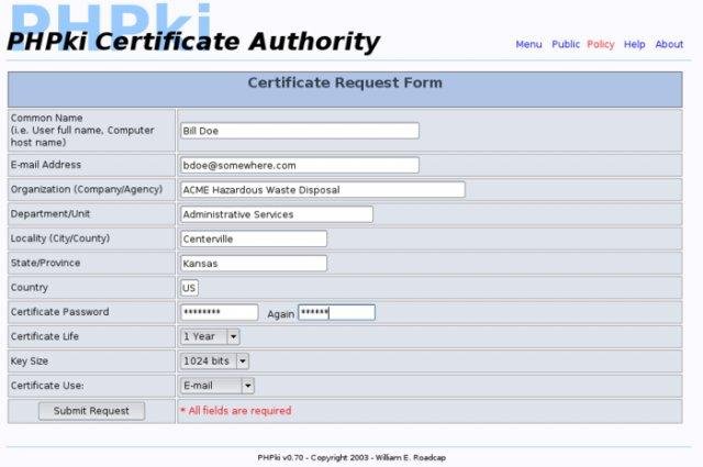 Download web tool or web app PHPki Digital Certificate Authority