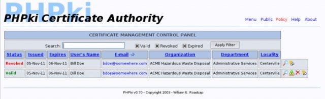 Download web tool or web app PHPki Digital Certificate Authority