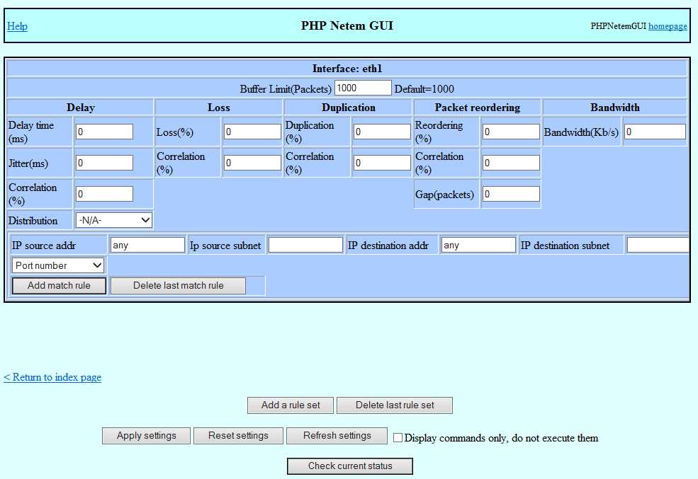 Download web tool or web app PHPNetemGUI