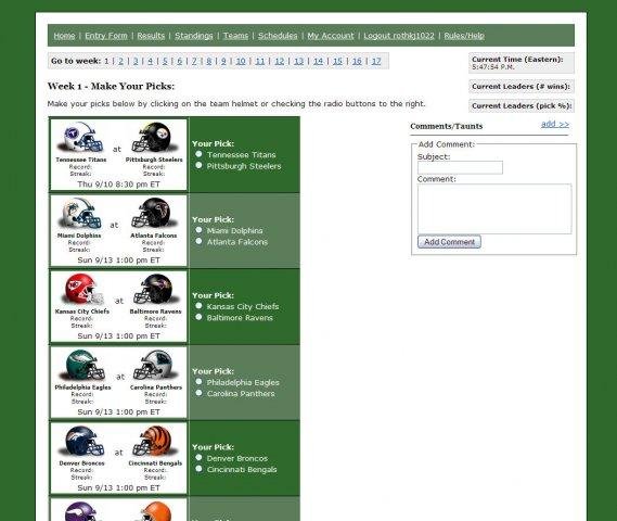 Download web tool or web app PHP Pick Em