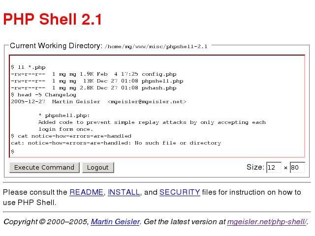 Download web tool or web app PHP Shell