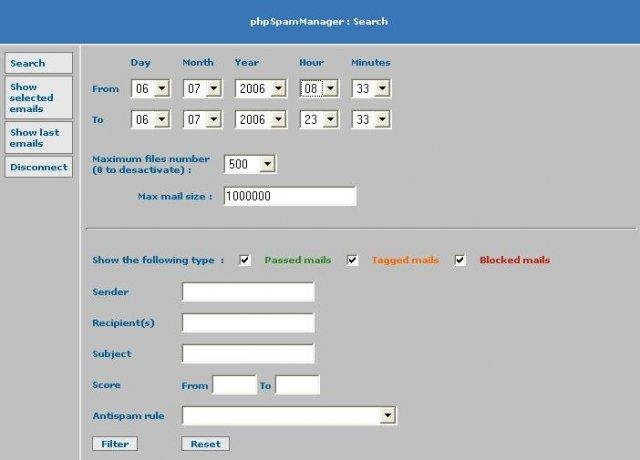 Download web tool or web app phpSM - PHP Spam Manager GUI