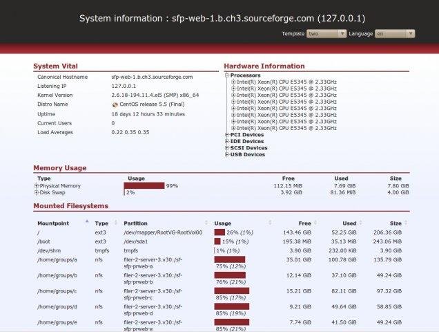 Download web tool or web app phpSysInfo