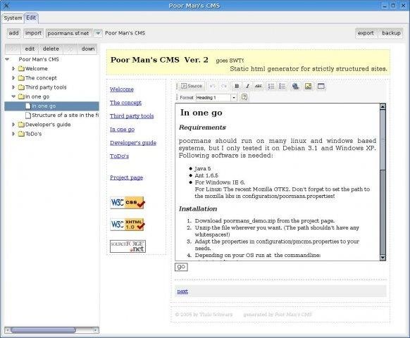 Download web tool or web app Poor Mans CMS