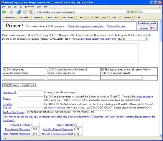 Download web tool or web app Primer3 - PCR primer design tool