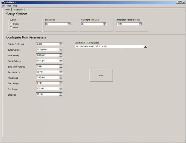 Download web tool or web app pyBallistics