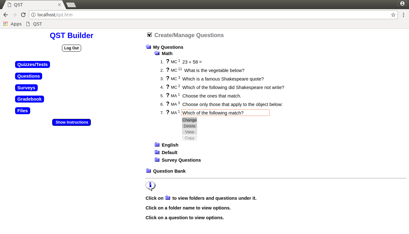 Download web tool or web app QST Quiz/Survey/Test Online 