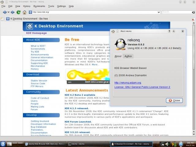 Download web tool or web app rekonq