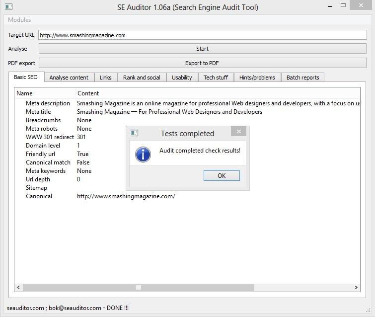 Download web tool or web app SE Auditor