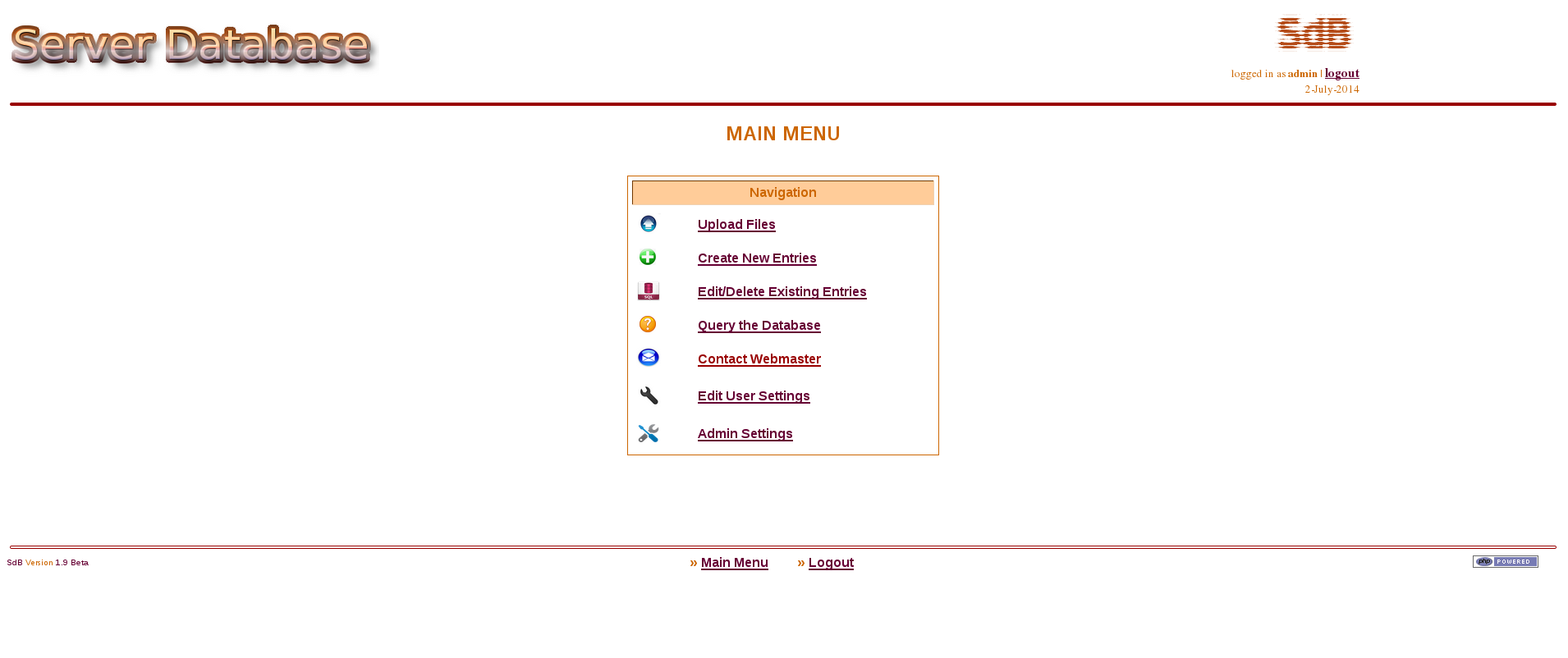 Download web tool or web app Server Database