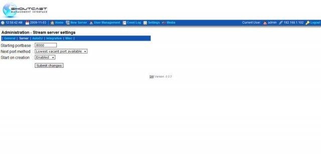 Download web tool or web app SHOUTcast Management Interface
