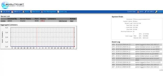 Download web tool or web app SHOUTcast Management Interface